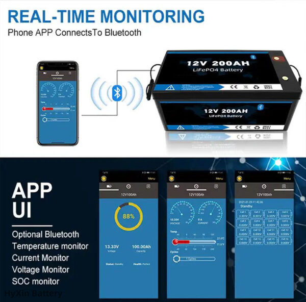 APP bluetooth monitoring high and reliable battery 12.8v hyxinbattery