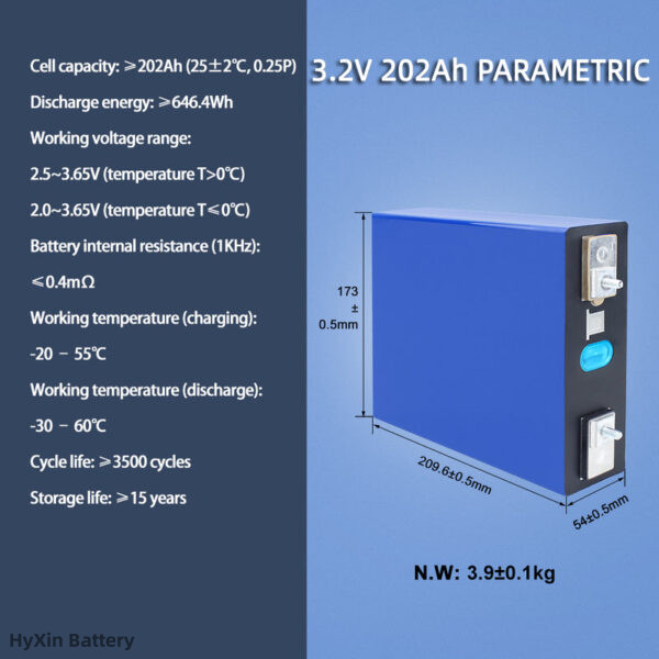 1C charge Lithium Deep cycle 6000 times 202Ah 3.2V cells