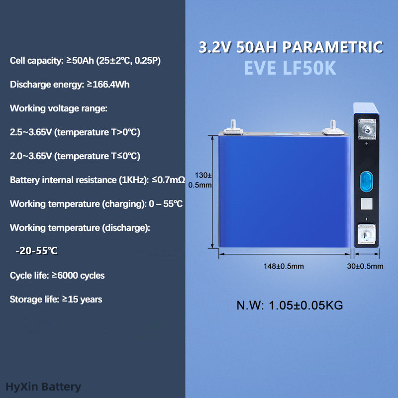 3.2V 50Ah EVE LF50F High Performance Battery Cells EVE LF50K LiFePO4 battery cells 50Ah 3.2V Brand New Grade A for Marine and RV Applications